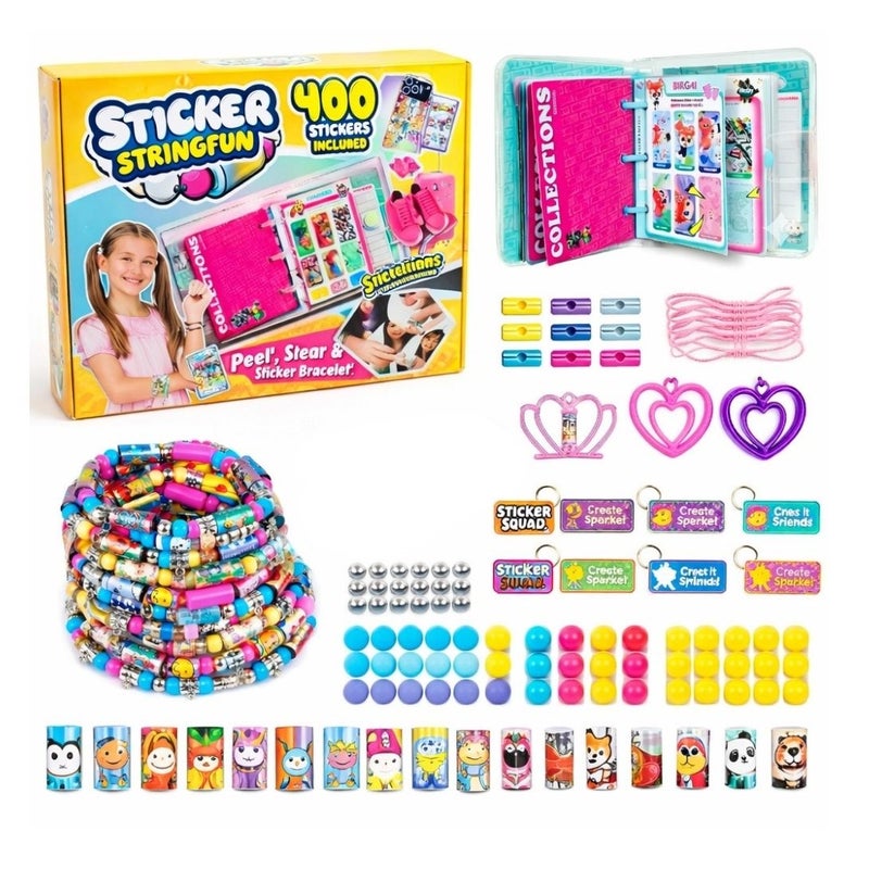 FYNDO Sticky Roll Bracelet Making Kit – 400 Pcs DIY Sticker String Jewelry Toy – Create Wearable Rolled Beads, Necklaces & Charms with Album – Arts & Crafts Gift for Girls Age 4+ - Image 1